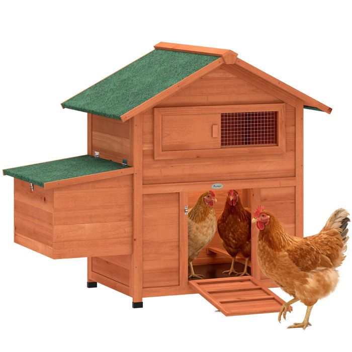 Poulailler - PawHut - pondoir perchoir toit en bitume étanche fenêtre de ventilation - bois - 1135x675x955cm - orange