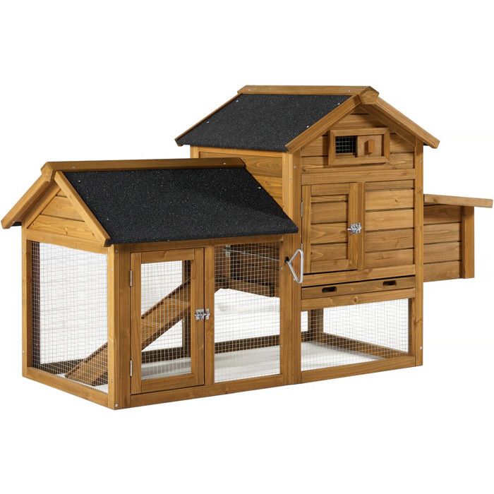 Poulailler Poulette avec pondoir en bois - Marron