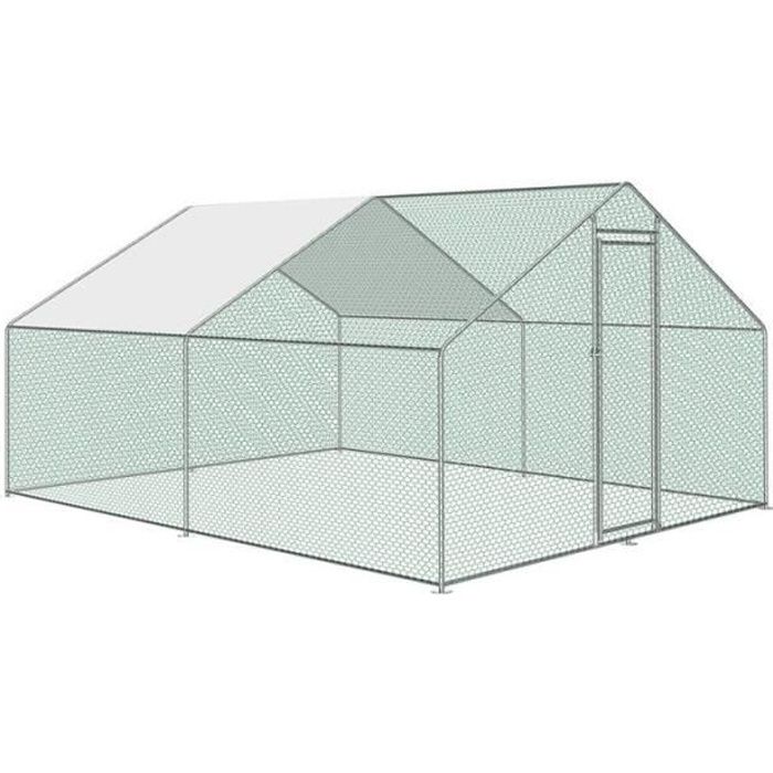 Poulailler - Bc-elec - RA-342 - 3x4x2m - Acier galvanisé - Toit waterproof - Enclos grillagé
