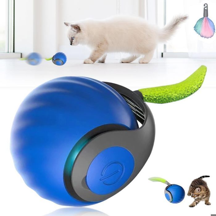 Jouet pour chat 2025 - Balle interactive intelligente pour chat - Trois modes de commutation - Soulage lanxiété (bleu)