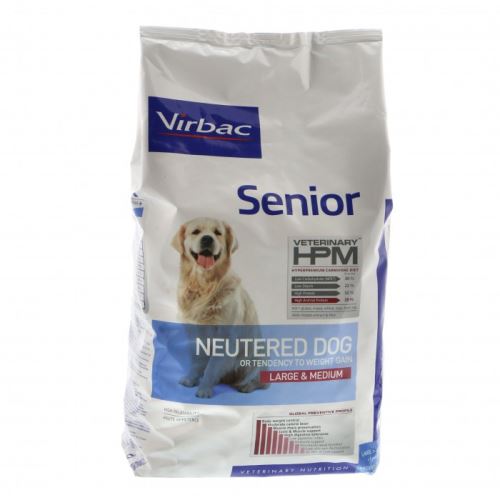 Croquettes virbac hpm senior neutered large & medium pour chien sac 12 kg (dluo 6 mois)