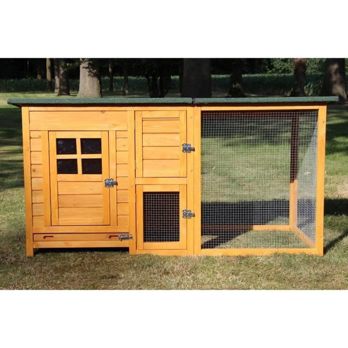 Poulailler en bois pour jardin extérieure poules cage canard équipé 2 perches 150 x 70 x 65 cm FLEXI 147 Standard