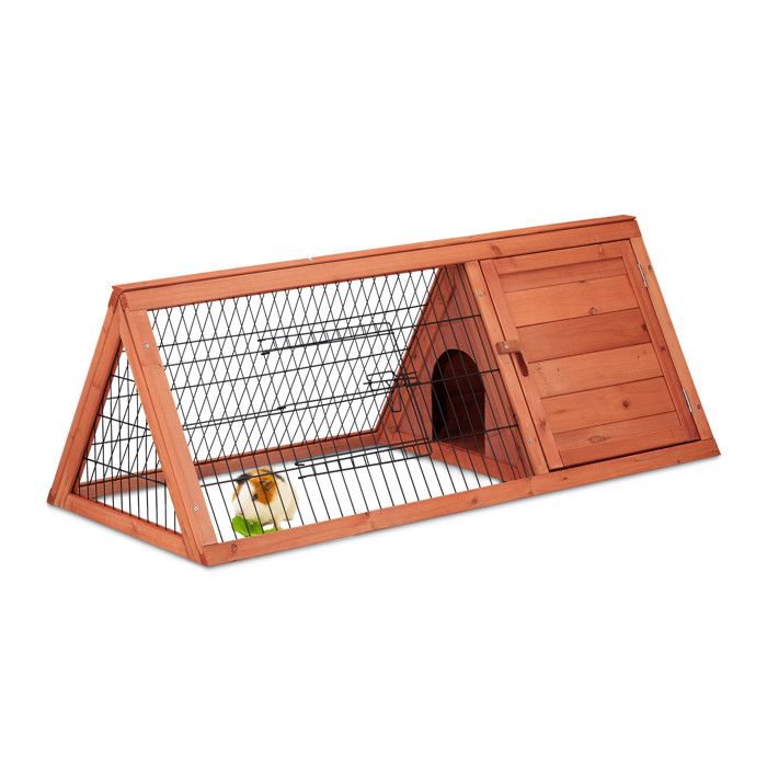 Relaxdays Clapier à lapin maison enclos 2 portes HLP : env. 41x110x49 cm petite cage rongeurs bois métal nature