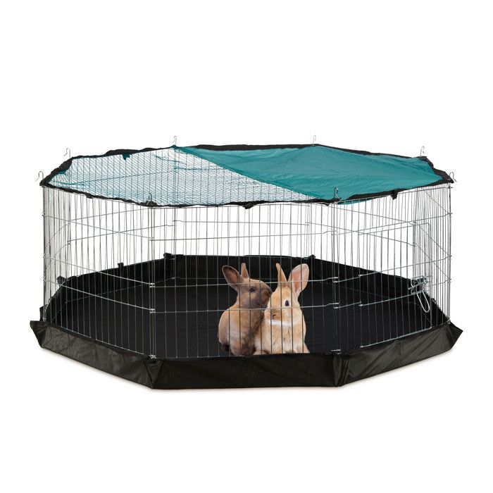 Relaxdays Enclos avec couverture en filet lapins cochons d’inde extérieur élevage HlP 60x150x150 cm argent