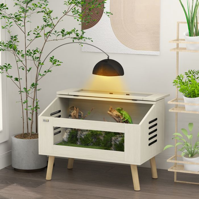 Terrarium pour reptiles vivarium pour serpents 111L avec fenêtres en verre trempé couvercle 80 x 50 x 60 cm