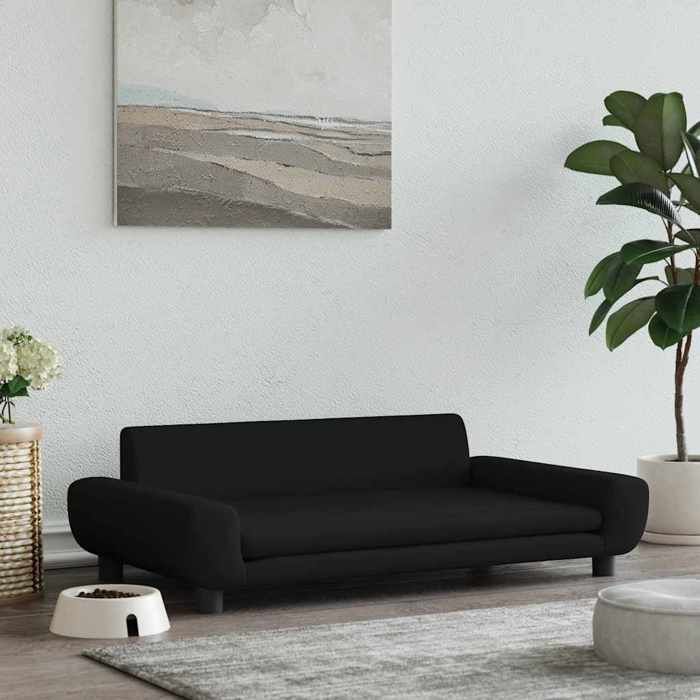vidaXL Lit pour Chien Canapé pour Animaux de Compagnie avec Cadre en Bois Panier pour Chiots Maison Intérieur Noir 171985