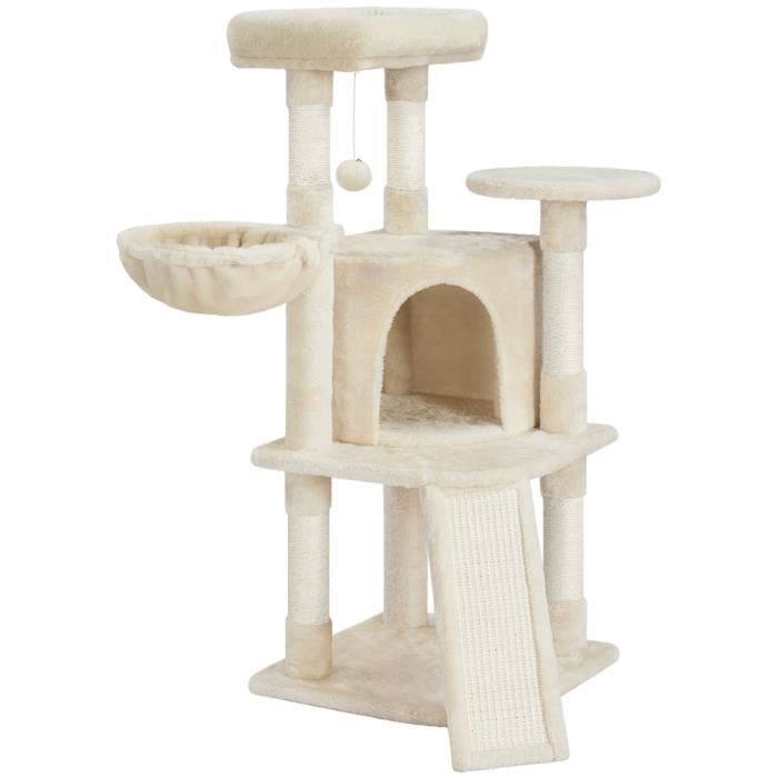 Arbre à Chat en Sisal Griffoir Grattoir Tour de Jeux pour Chat - YAHEETECH - Hauteur 107cm - Beige