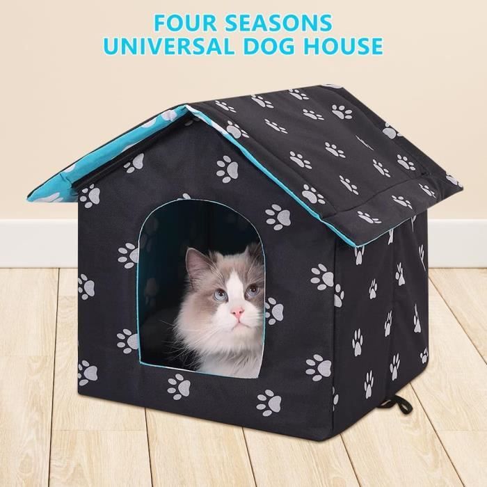Maison pour Chat Exterieur - QIQIQI - Pliable - Étanche - 45x43x40 cm - Confortable en Hiver