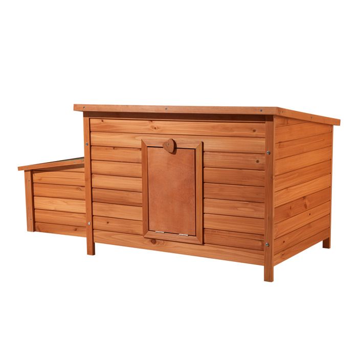 Wiltec Poulailler avec Nichoir – 1360 x 740 x 700 mm – en Bois – Toit bitumé – avec Bac à crottes amovible – Maison pour petits anim