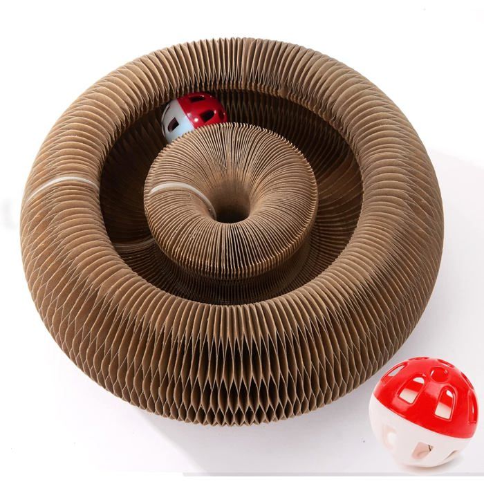 Jouet à griffer interactif modulable « Magic Organ » pour chat dintérieur – piste à boule aimantée pliable