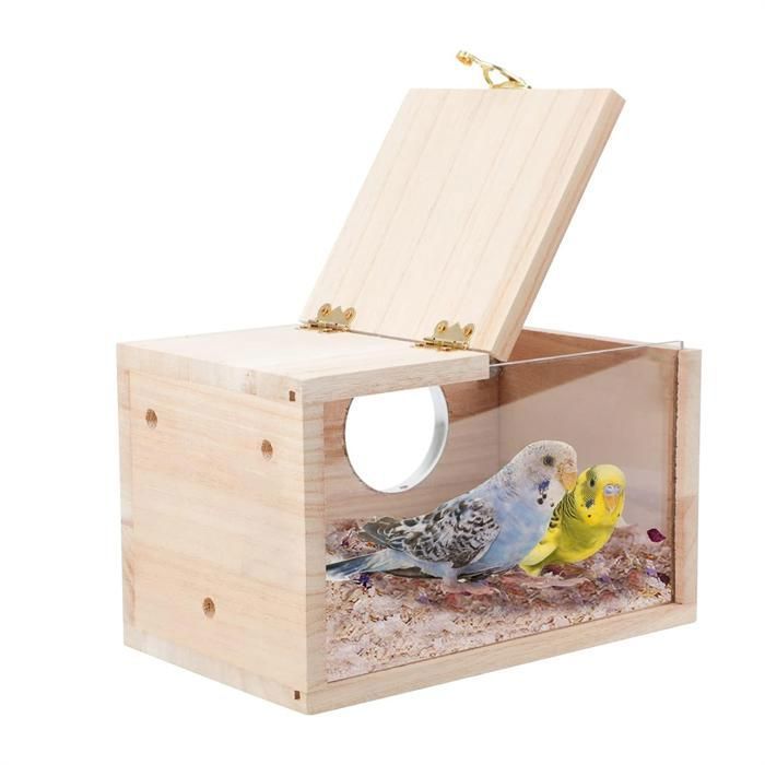 Nichoir à Perruches Nichoir à Oiseaux Transparent pour Cage Nichoir en Bois pour Perroquets Perruches Calopsittes InséParables YYV