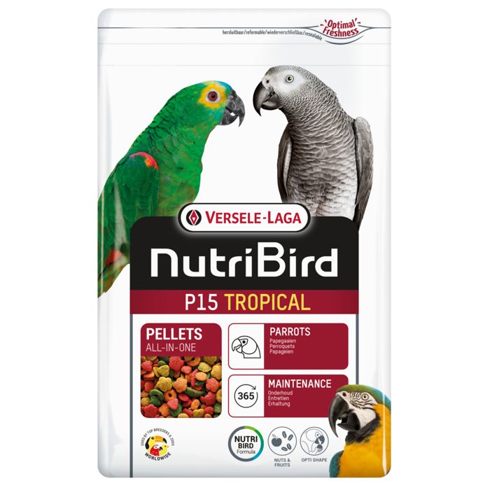 Aliment pour perroquets - VERSELE LAGA - Nutribird P15 Tropical - 1 Kg - Granulés équilibrés - Florastimul