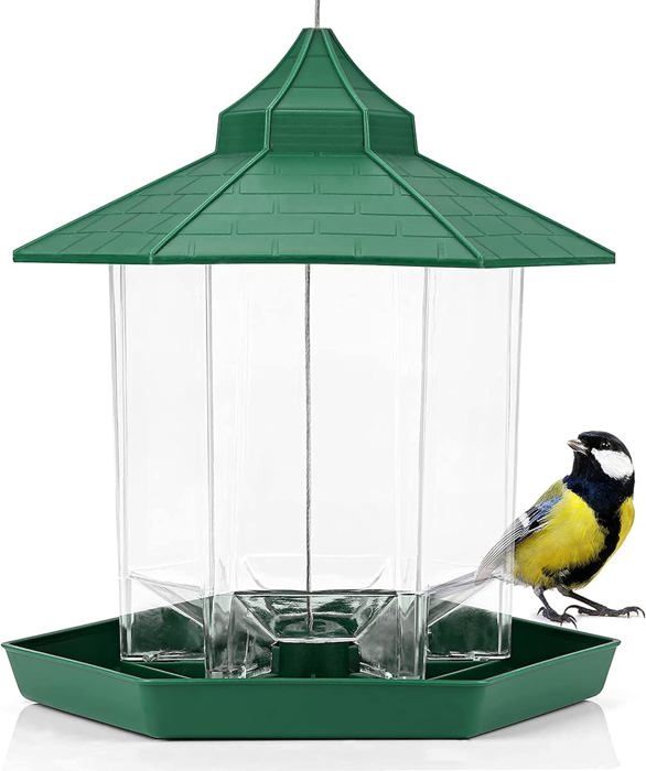 Mangeoire à Oiseaux Exterieur Suspendue - Imperméable - Mangeoire Oiseaux Exterieur avec Distributeur Graines