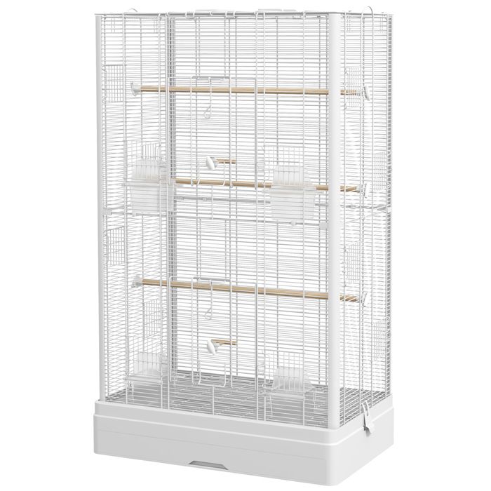 Cage à oiseaux volière avec portes perchoirs cage pour canaris perruches perroquets 61 x 365 x 98 cm blanc