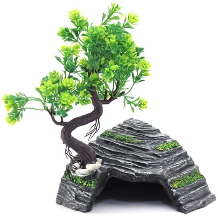 CachetteAbri pour ReptilesTerrariumCachetteRampe pour TortuePlateformeDécoration dhabitatCachette en résine13 × 13 × 75