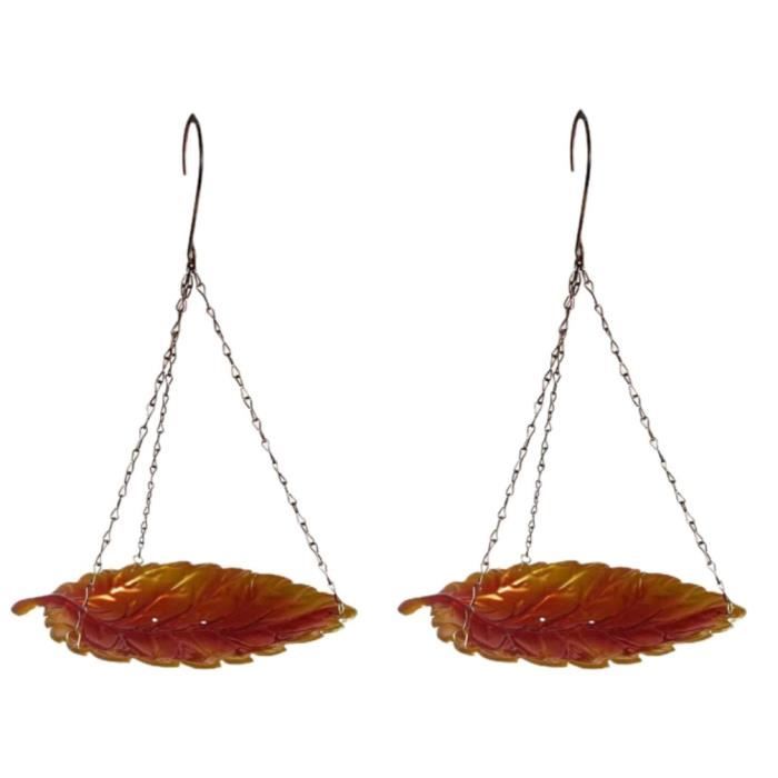 2Pièces Bain doiseaux à SuspendreAbreuvoir Oiseaux ExterieurBains Oiseaux SauvageMangeoire Oiseaux Exterieur Suspendue26 x16cm