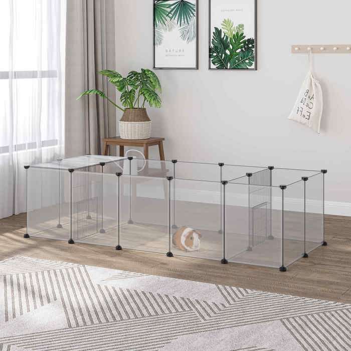 Enclos parc modulable cage pour petits animaux 20 panneaux pour lapin hamster chiot cochon 175 x 70 x 45 cm blanc