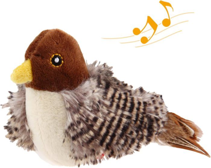 Jouets interactifs pour chats dintérieur avec son doiseau électronique peluches et plumes pour stimuler lennui