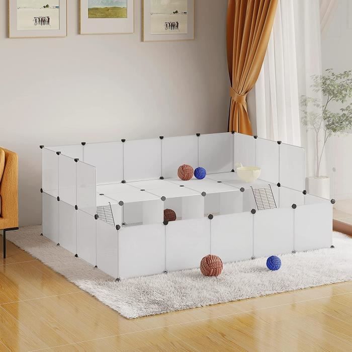 EUGAD Enclos Lapin Parc pour Cochon dInde Enclos pour Petits Animaux Blanc 181x145x715cm