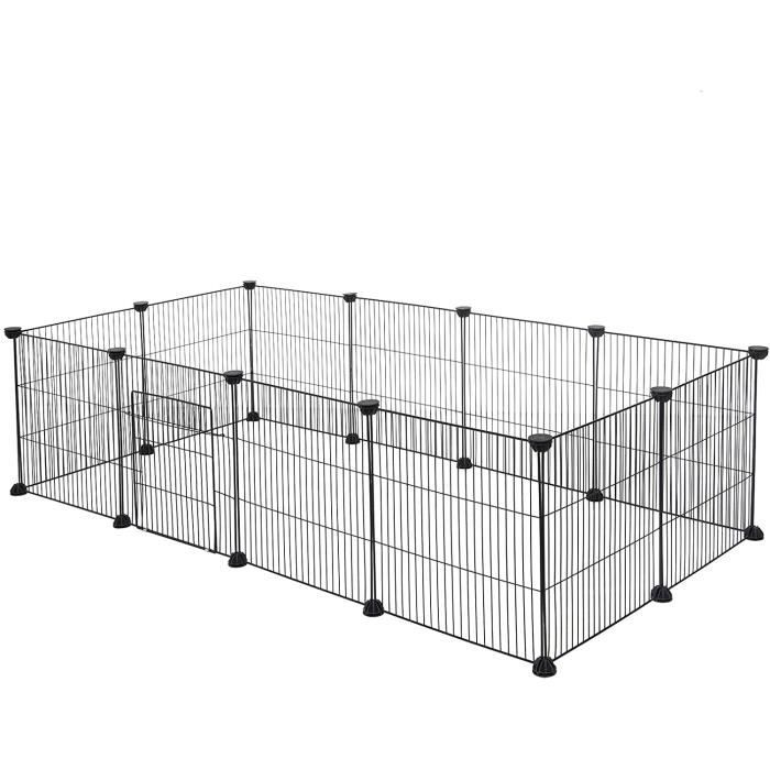 EUGAD Enclos Lapin en métal - Parc pour Cochon dInde - 142x72x36cm - Noir