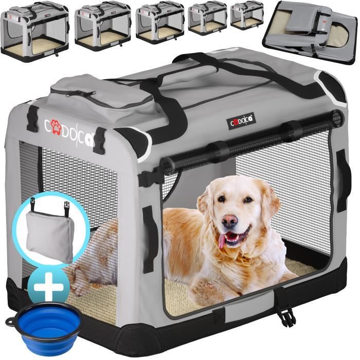 CADOCA® Cage de transport M Gris pour animaux chien chat rongeur Respirant Pliable Sac de transport Matelas douillet