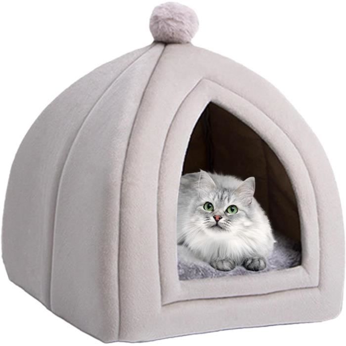 Lit pour chat - Niche intérieure - Grotte chaude - Velours - Lavable - Confortable