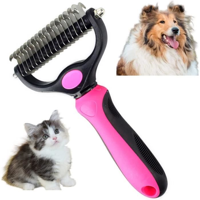 Brosse démêlante - ANIMAL CARE - Double Lame - Poignée Ergonomique - Pour Chien et Chat
