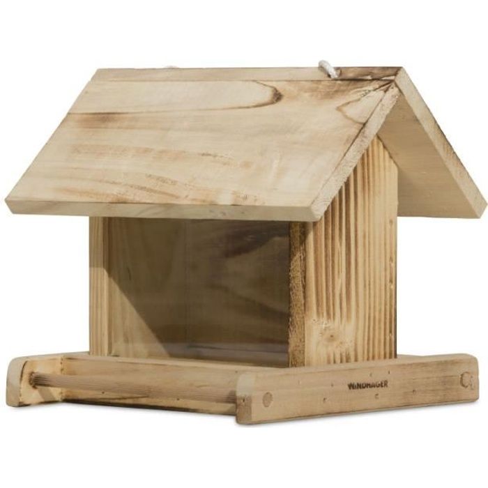 Mangeoire pour oiseaux - WINDHAGER - GARDEN - Épicéa naturel - Toit amovible - Suspension incluse