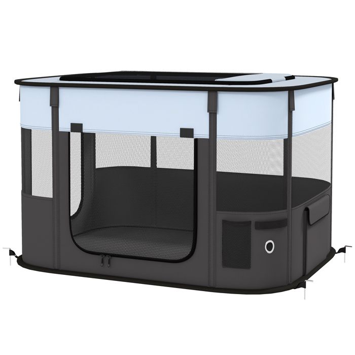 Parc enclos pliable pour chien chat petits animaux en tissu Oxford avec rangement 84 x 64 x 53 cm gris et noir