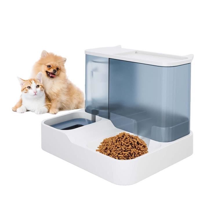 Pet Water Distributeur Animaux de compagnie Croquettes Chat AutomatiqueAbreuvoir 1L et alimentateur 2.8L Automatique blue
