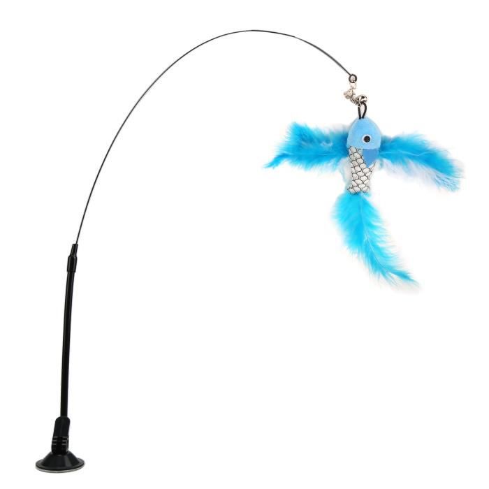 Jouet pour chat - ZERONE - Baguette de plume interactive - Ventouse puissante - Fil dacier - Portable