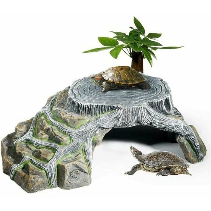 Tortue Sanctuaire Terrarium Grotte Terrestre Reptile Rampe Plate-Forme Sanctuaire Décoration Humidification Grotte Roche