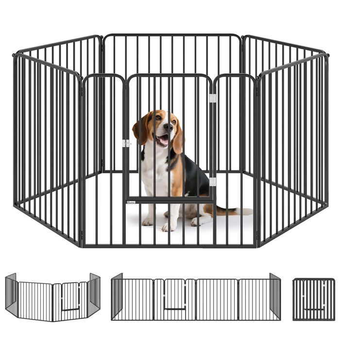 PawHut - Parc enclos pour chien - Acier - 164x83x80cm - Noir