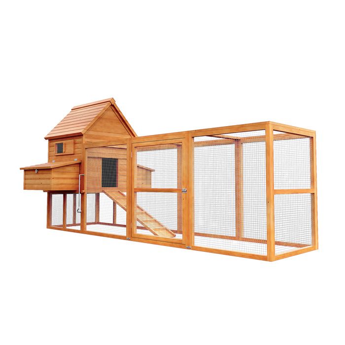 Wiltec Poulailler 310 x 150 x 150 cm – en Bois – Nichoir et Enclos avec Bac amovible pour Nettoyage – Abri et Enclos Clapier Pondoi