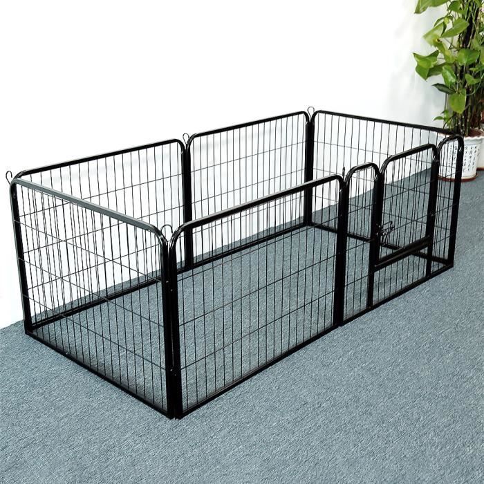 Parc Enclos pour Chiens Chiots Animaux - Yipeema - 6 Panneaux - Pliable Modulable - Métal Noir