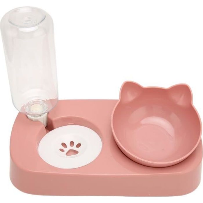 Bol pour animaux de compagnie - NOUVEAU - 2-en-1 - Bouteille deau remplaçable - Sûr et durable - Rose