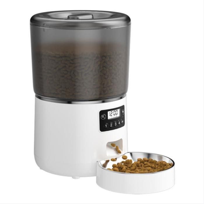 Distributeur de Croquettes pour Chats et Chiens Distributeur Automatique Nourriture avec Bol en Acier Inoxydable 1 à 4 Repas 4L