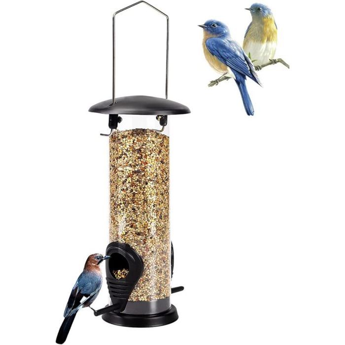 Mangeoires pour oiseaux Mangeoires pour oiseaux sauvages Mangeoire suspendue noire DISTRIBUTEUR DALIMENT