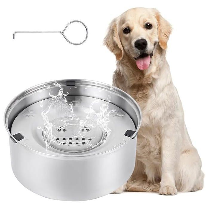 Gamelle deau - Acier INOX 304 - Antidérapant - Anti Déversement - 3L