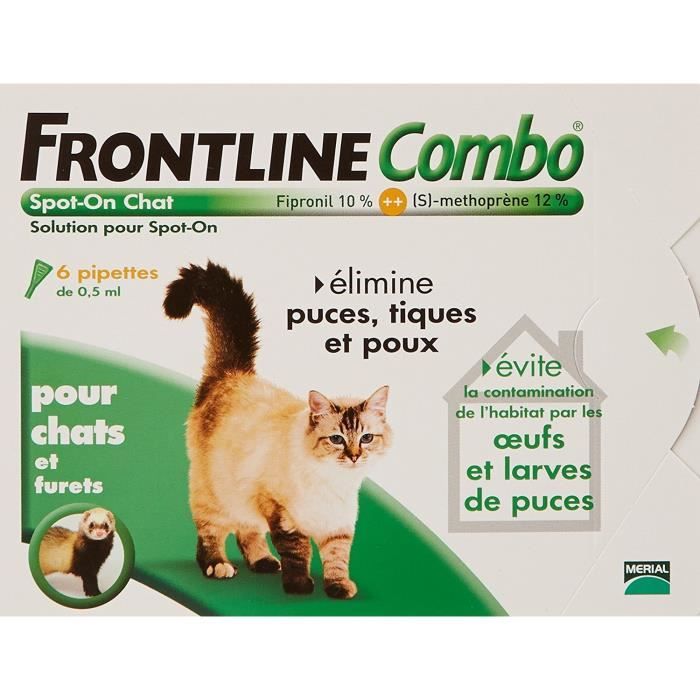 FRONTLINE Combo Anti-parasitaire Puce et Tique pour chat 6 Pipettes