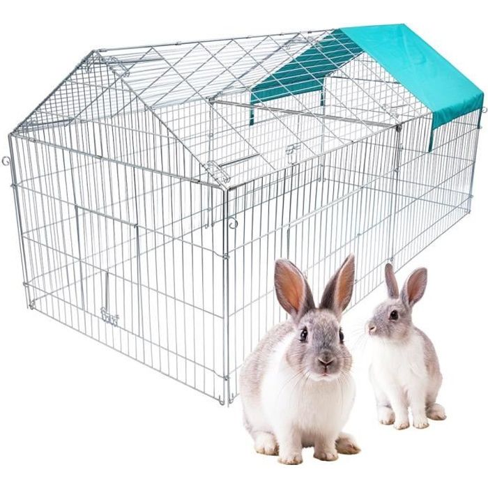 EUGAD Parc enclos pour chiens Parc enclos extérieur avec 3 portes Enclos-clôture en métal avec couvercle220x103x85cm