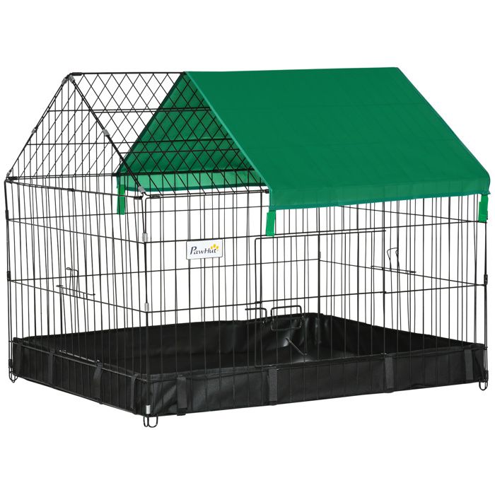 Cage enclos lapins - PawHut - rongeurs intérieur extérieur clapier bâche protection incluse - bois - 90x75x75cm