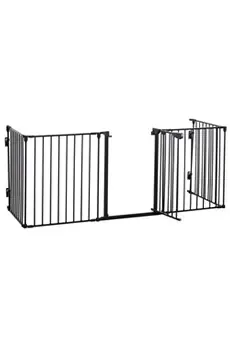 Barrière de sécurité parc enclos chien modulable pliable porte verrouillable intégrée 5 panneaux en métal 300L max. x 74,5H cm métal PP noir