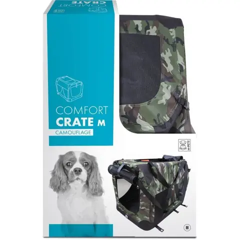 Caisse de transport - M PETS - COMFORT CRATE M - Camouflage - Pliable - Cadre métallique - Grilles d’aération