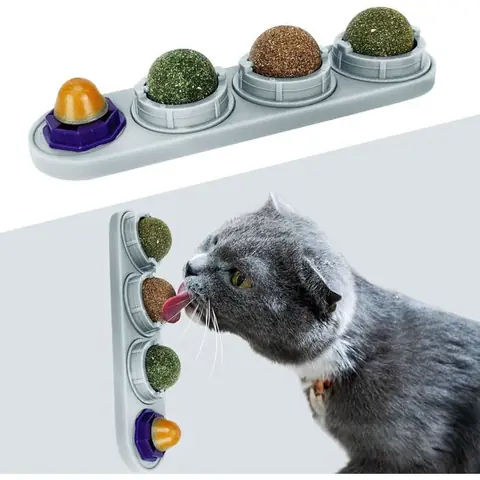 Boule dherbe à Chat pour Paquet 4 Jouets Morsure Chat Jouets Comestibles Chaton Boules dÉnergie Supplémentaires pour Le