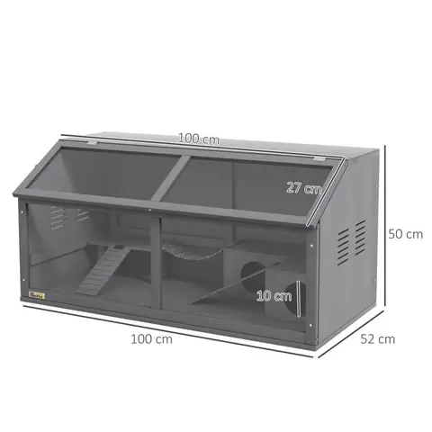 cage à hamster en bois 100cm maison pour rongeurs clapier pour petits animaux maison de jeu avec pont suspendu échelles toit