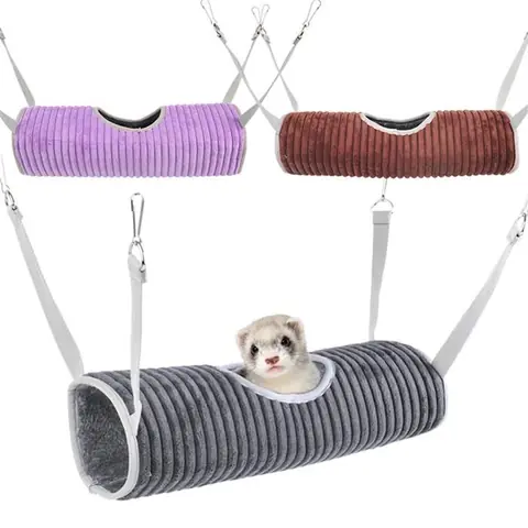 3 PièCes Cage Hamac Furet Cacher Tunnel Chaud Rat Petits Animaux Jouer Tube BalançOire Dormir Lit Suspendu Nid Caché Jouet