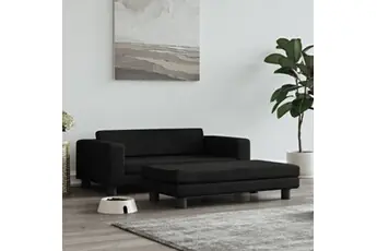 Lit pour Chien avec Extension, Canapé pour Animaux de Compagnie avec Cadre en Bois, Panier pour Chiots Maison Intérieur, Noir 100X50X30 cm Velours