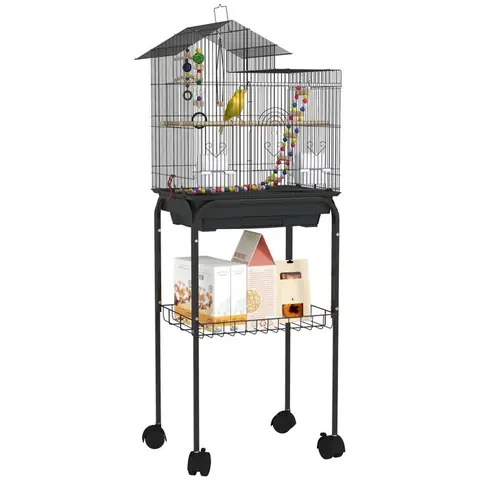 Cage à oiseaux - PawHut - 2 mangeoires 2 perchoirs - 46 x 36 x 120 cm - pour perruche calopsitte conure pinson canaris