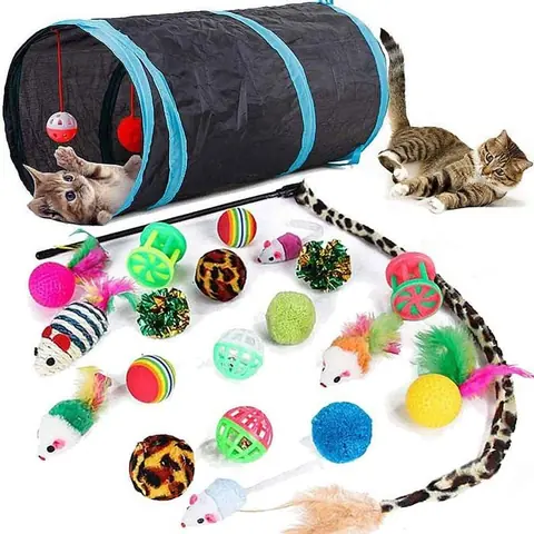 Ensemble de jouets pour chat de 22 pièces jouet interactif tunnel pour chat